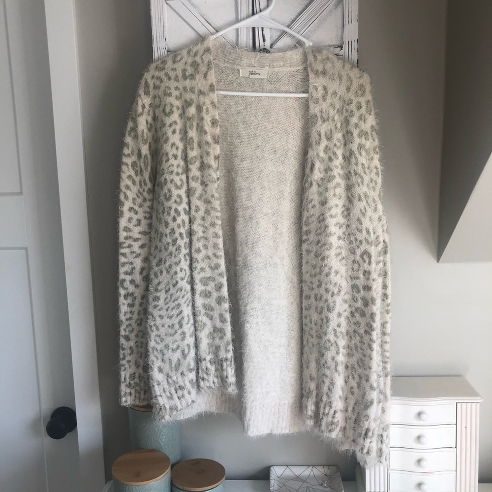 Snow Leopard Fuzzy Cardigan